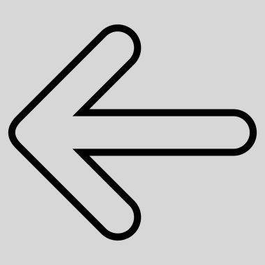 Ok sol kontur vektör simgesi yuvarlak