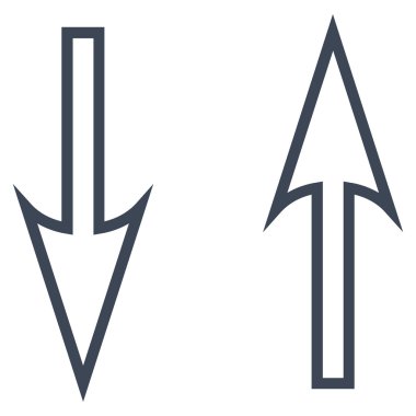 Exchange okları dikey kontur vektör simgesi