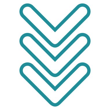 İşaretçi kontur vektör simgesi aşağı üçlü