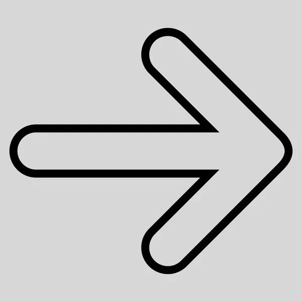 Abgerundeter Pfeil rechts Konturvektorsymbol — Stockvektor