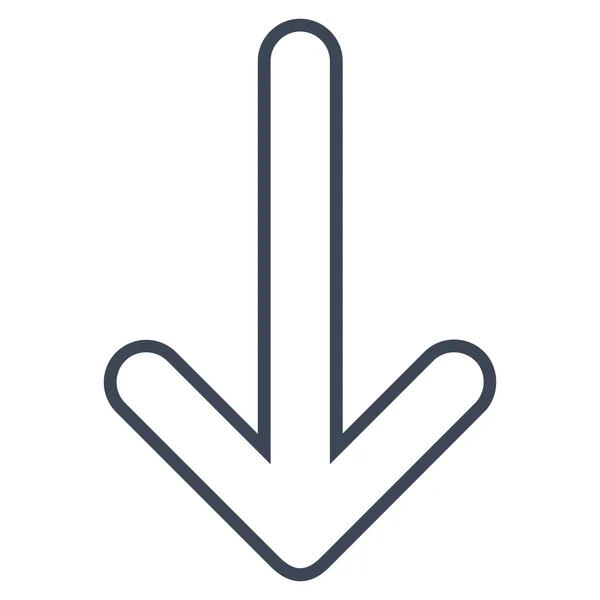 Arrotondato freccia giù contorno vettoriale icona — Vettoriale Stock
