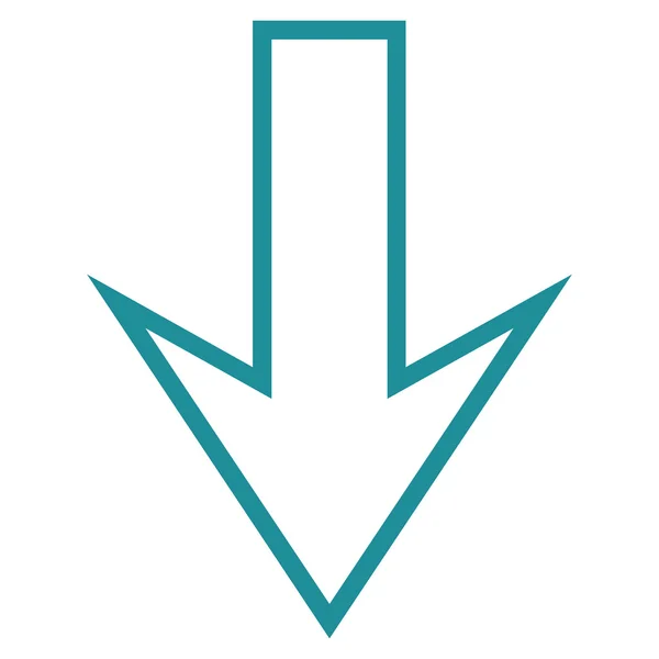 Freccia giù contorno vettoriale icona — Vettoriale Stock
