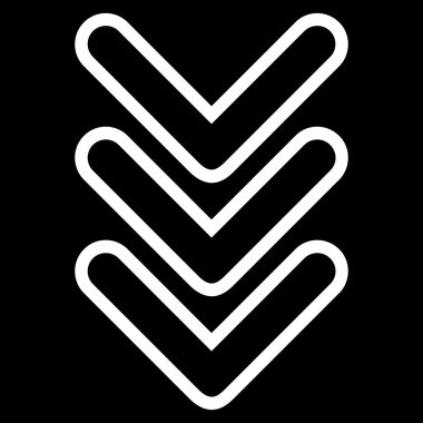 İşaretçi kontur vektör simgesi aşağı üçlü