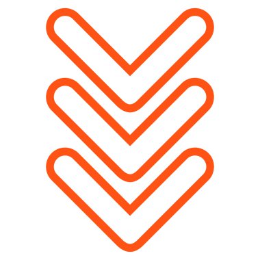 İşaretçi kontur vektör simgesi aşağı üçlü