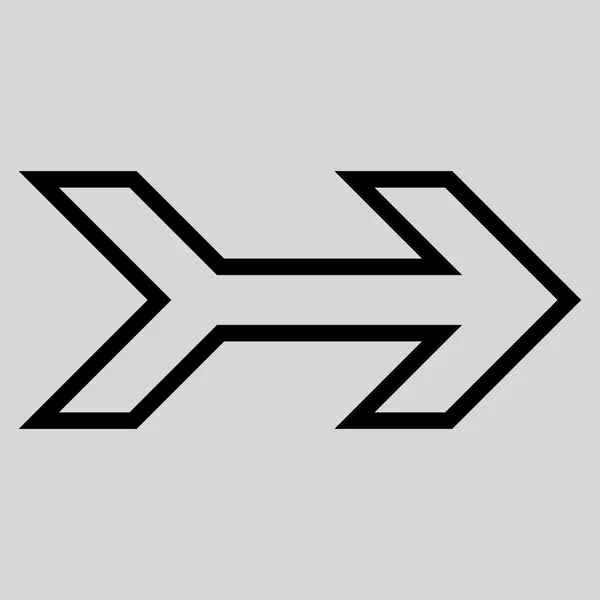 Šipka doprava kontury vektorové ikony — Stockový vektor