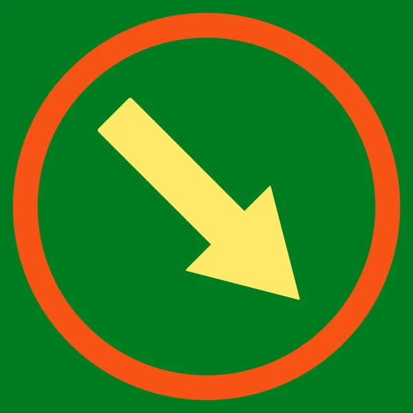 Seta arredondada para baixo-direita Símbolo vetorial plano — Vetor de Stock