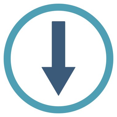 Down Rownded Arrow Flat Vector Symbol