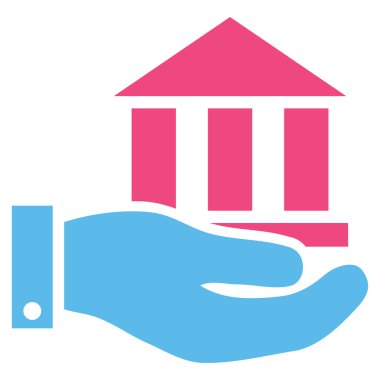 Banka hizmet düz vektör simgesi