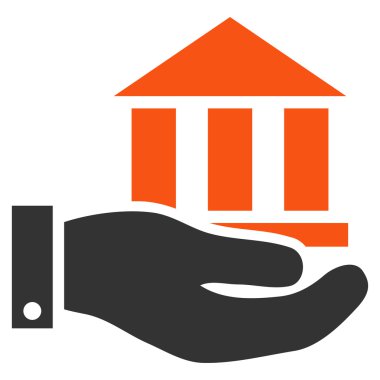 Banka hizmet düz vektör simgesi
