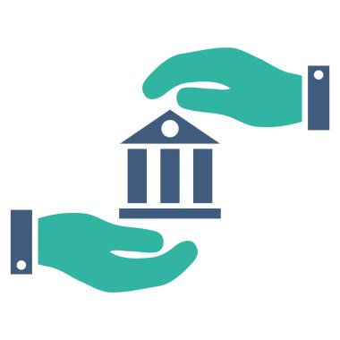 Banka hizmet düz vektör simgesi