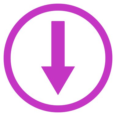Down Rownded Arrow Flat Vector Symbol