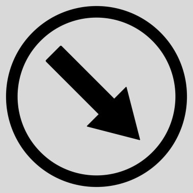 Aşağı doğru yuvarlak ok düz vektör simgesi