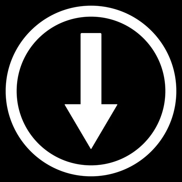 Down Rownded Arrow Flat Vector Symbol — Stock Vector