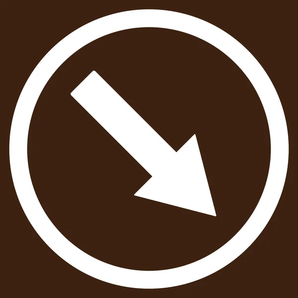 Omlaag-rechts afgeronde platte Vector pijlsymbool — Stockvector