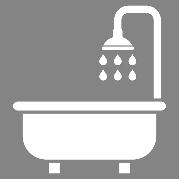 Символ вектора плоской ванны для душа — стоковый вектор