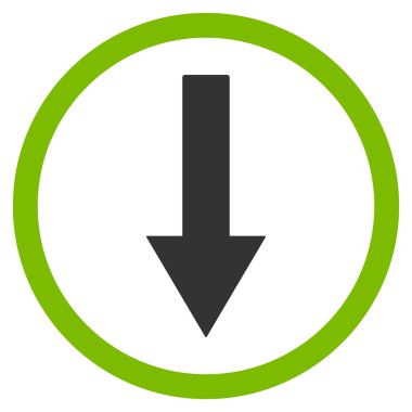 Down Rownded Arrow Flat Vector Symbol