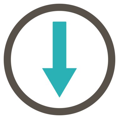 Down Rownded Arrow Flat Vector Symbol