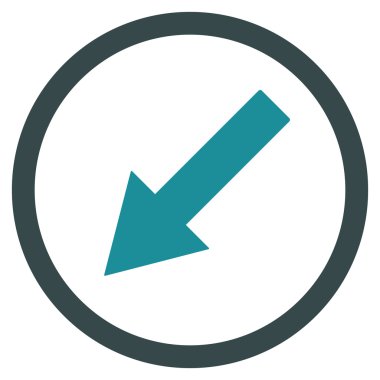 Down-Left Rounded Arrow Flat Vector Symbol