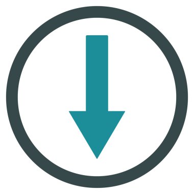 Down Rownded Arrow Flat Vector Symbol