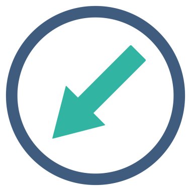 Down-Left Rounded Arrow Flat Vector Symbol
