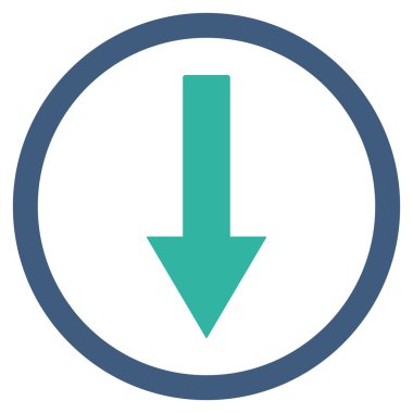 Down Rownded Arrow Flat Vector Symbol