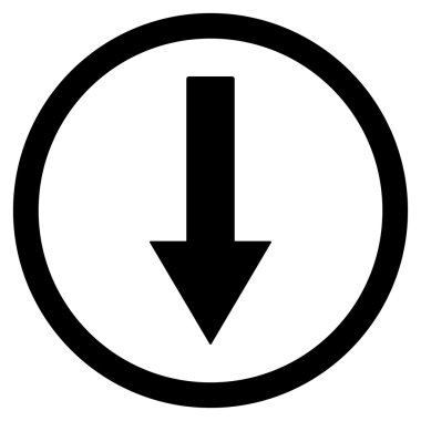 Down Rownded Arrow Flat Vector Symbol