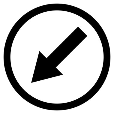 Down-Left Rounded Arrow Flat Vector Symbol