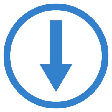 Down Rownded Arrow Flat Vector Symbol