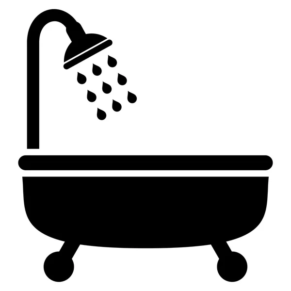 Символ вектора плоской ванны для душа — стоковый вектор