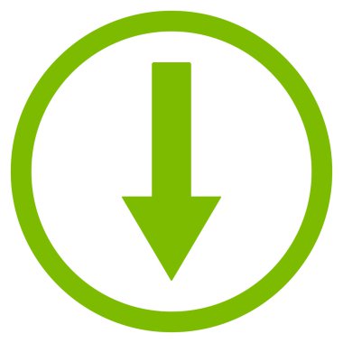 Down Rownded Arrow Flat Vector Symbol
