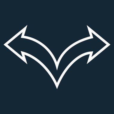 Kavşak ok sol sağ kontur vektör simgesi