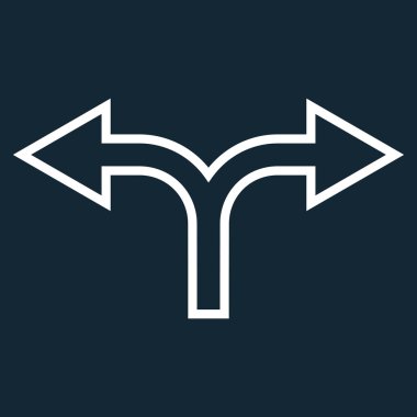 Split ok sol sağ kontur vektör simgesi