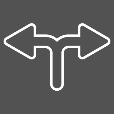 Bifurkasyon ok sol sağ kontur vektör simgesi