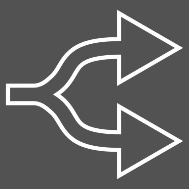 Kavşak ok doğru anahat vektör simgesi