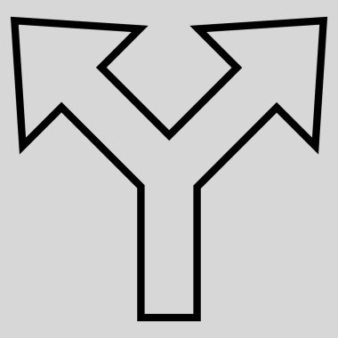 Bifurkasyon ok sol sağ kontur vektör simgesi
