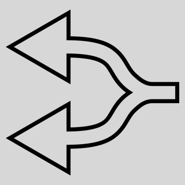 Kavşak ok sol anahat vektör simgesi