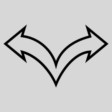 Kavşak ok sol doğru anahat vektör simgesi