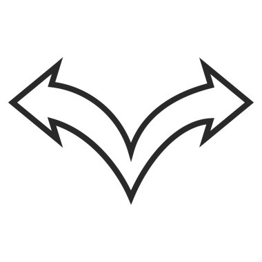 Kavşak ok sol sağ kontur vektör simgesi