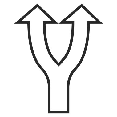 İnce çizgi vektör simge yukarı çatallanma ok