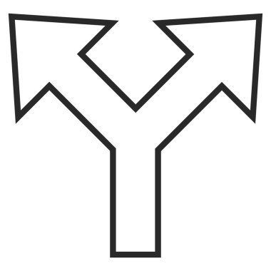 Bifurkasyon ok sol sağ kontur vektör simgesi