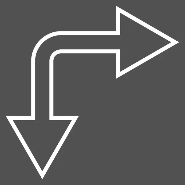 Keuze pijl rechts beneden Contour Vector Icon — Stockvector