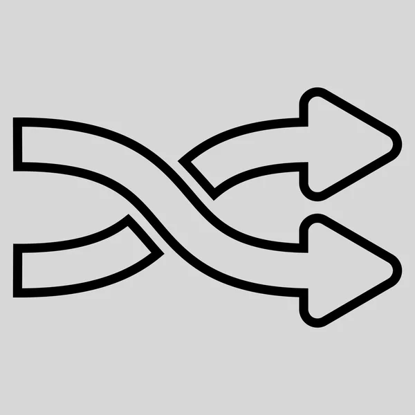 Mix Pfeile horizontale Konturvektorsymbol — Stockvektor