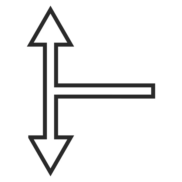 Bifurcación Flecha Arriba Abajo Esquema Vector Icono — Vector de stock