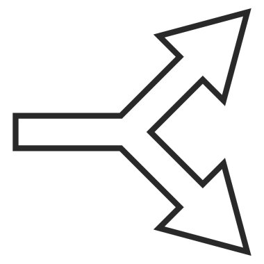 Kavşak ok doğru anahat vektör simgesi