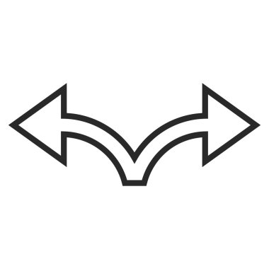 Sol çatallanma ok sağ kontur vektör simgesi