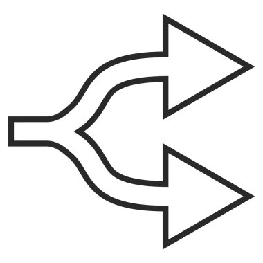 Kavşak ok doğru anahat vektör simgesi