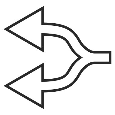 Kavşak ok sol kontur vektör simgesi