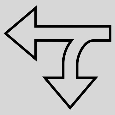 Bölünmüş yön anahat vektör simgesi yaptı