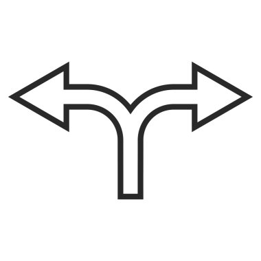 Split ok sol sağ kontur vektör simgesi