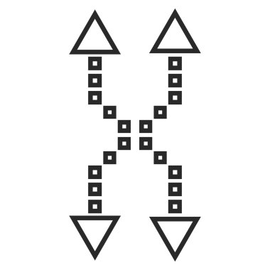 Shuffle okları dikey kontur vektör simgesi